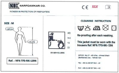 CE certificate on firefighting clothes